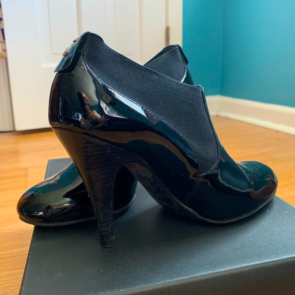 Patent leather booties